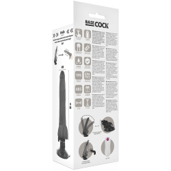 Basecock realistisk vibrator m. remote sort 19 cm