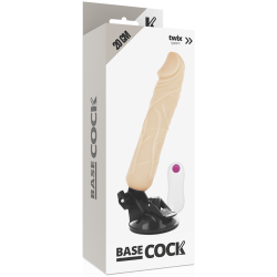Basecock realistisk vibrator m. remote lys 20 cm