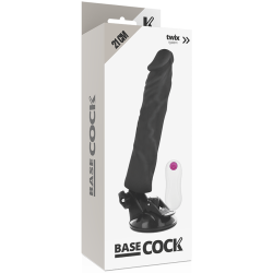Basecock realistisk vibrator m. remote sort 21 cm