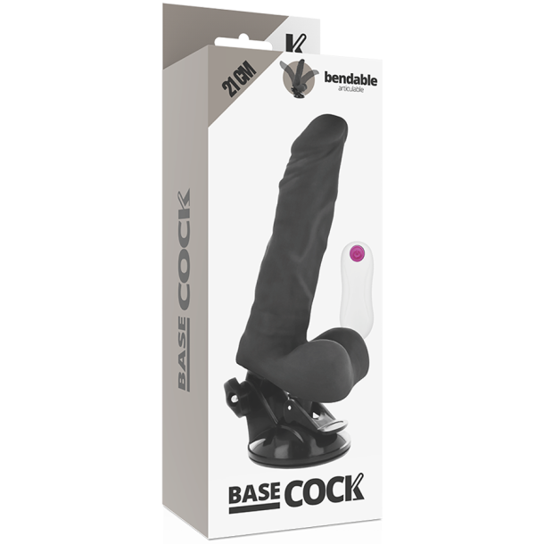 Basecock realistisk vibrator m. remote sort 21 cm
