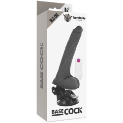 Basecock realistisk vibrator m. remote sort 18,5 cm