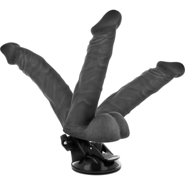 Basecock realistisk vibrator m. remote sort 20 cm