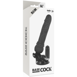 Basecock realistisk vibrator m. remote sort 19,5 cm