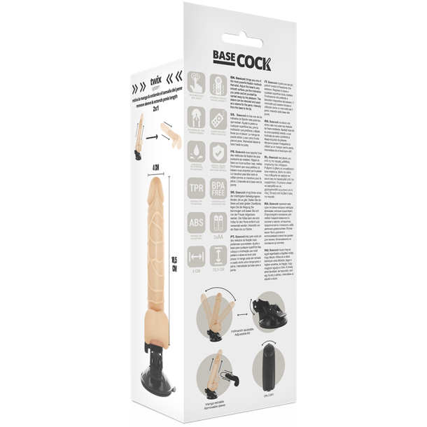 Basecock realistisk vibrator m. remote lys 18,5 cm