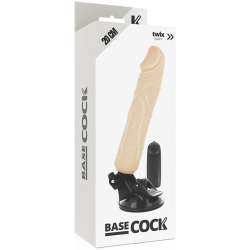 Basecock realistisk vibrator m. remote lys 20 cm