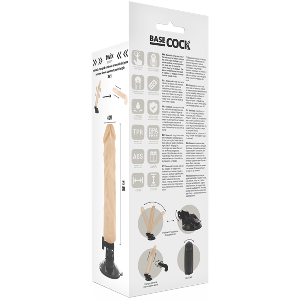 Basecock realistisk vibrator m. remote lys 21cm