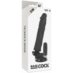 Basecock realistisk vibrator m. remote sort 21 cm