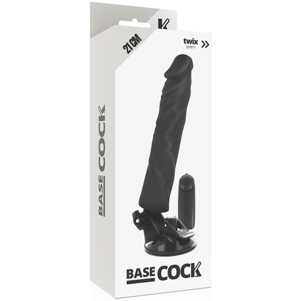 Basecock realistisk vibrator m. remote sort 21 cm