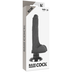 Basecock realistisk vibrator 2-1 sort 18,5 cm