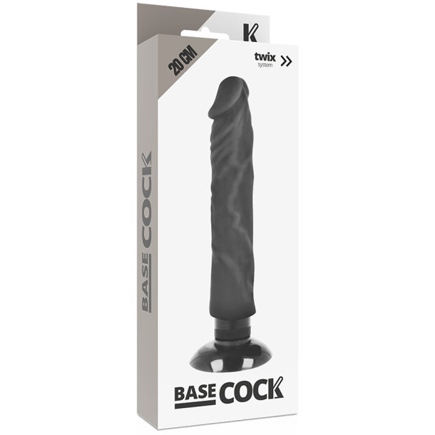 Basecock realistisk vibrator 2-1 sort 20 cm