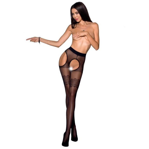 PASSION tiopen 002 sort stockings plus size