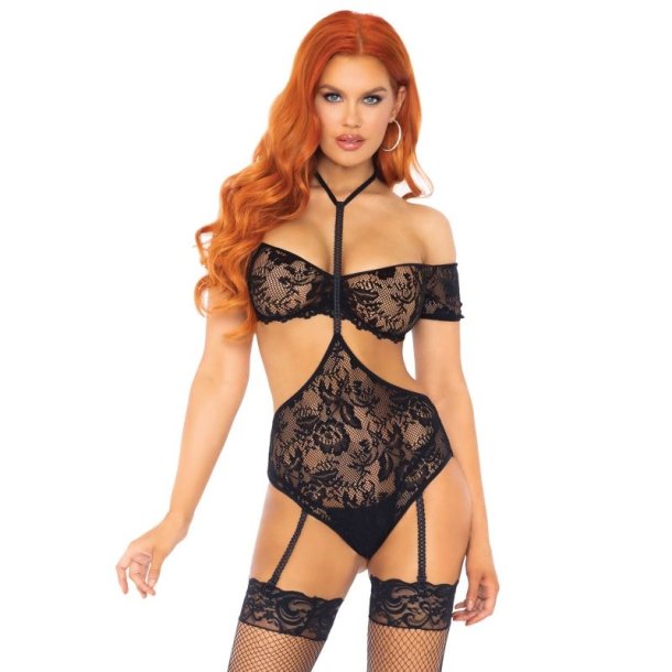 Leg Avenue teddy bandeau og str�mpeb�nd M/L