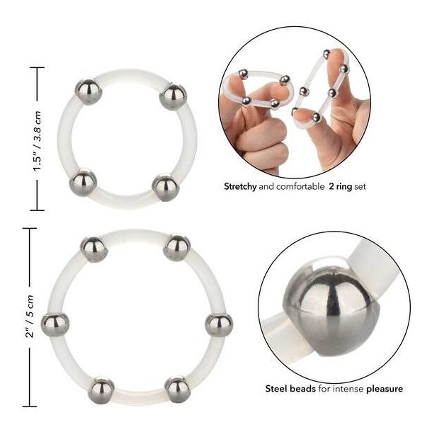 Calex st�l beaded silikone ring s�t