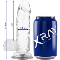 XRAY harness + transparent penis med kugler 15,5cm x 3,5cm