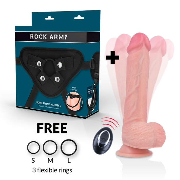 Rock Army harness + vibrator fjernbetjening 22 cm