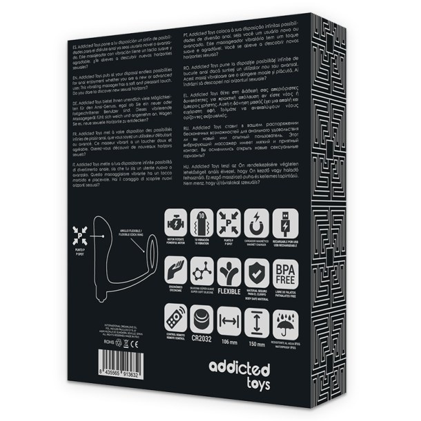 Addicted Toys penisring med fjernbetjent analplug sort