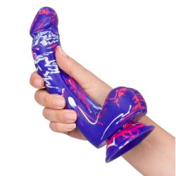 Graffiti silikone dildo 18cm, multicolor