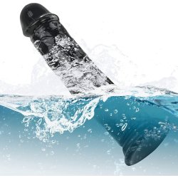 Jelly dildo med sugekop 22cm, sort 