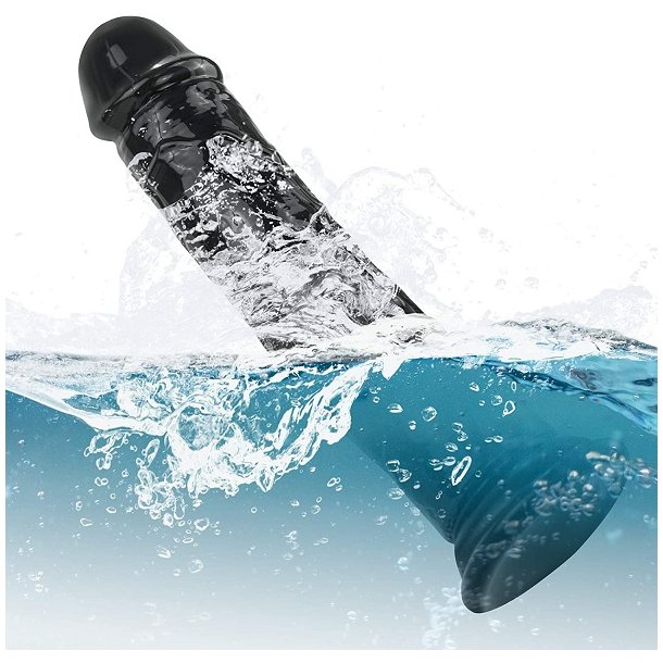 Jelly dildo med sugekop 22cm, sort 