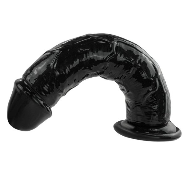 Jelly dildo med sugekop 22cm, sort 