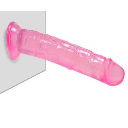 Jelly dildo med sugekop 22cm, pink