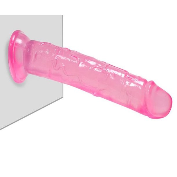 Jelly dildo med sugekop 22cm, pink