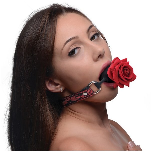 Mouth gag med elegant rosedesign 