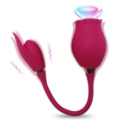 Rose klitoris luftstimulator og vibrator 2-i-1