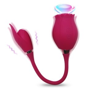 Rose klitoris luftstimulator og vibrator 2-i-1