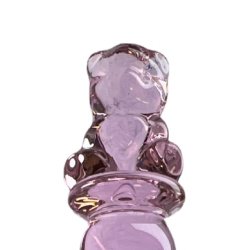 Pink teddy bear glasdildo, 18cm